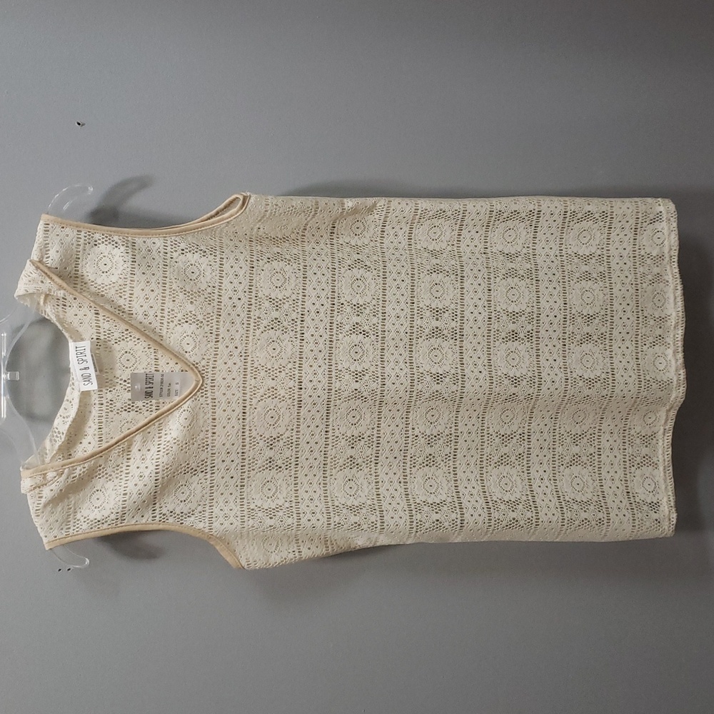 Sand & Spirit NWT Cream With Tan Trim Hooded Beach Cover-up